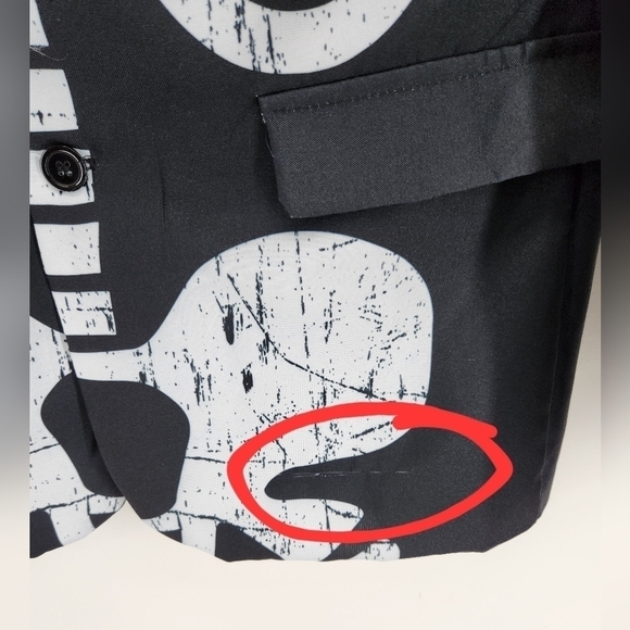 Skeleton Blazer Mens Large Black White - Picture 9 of 10